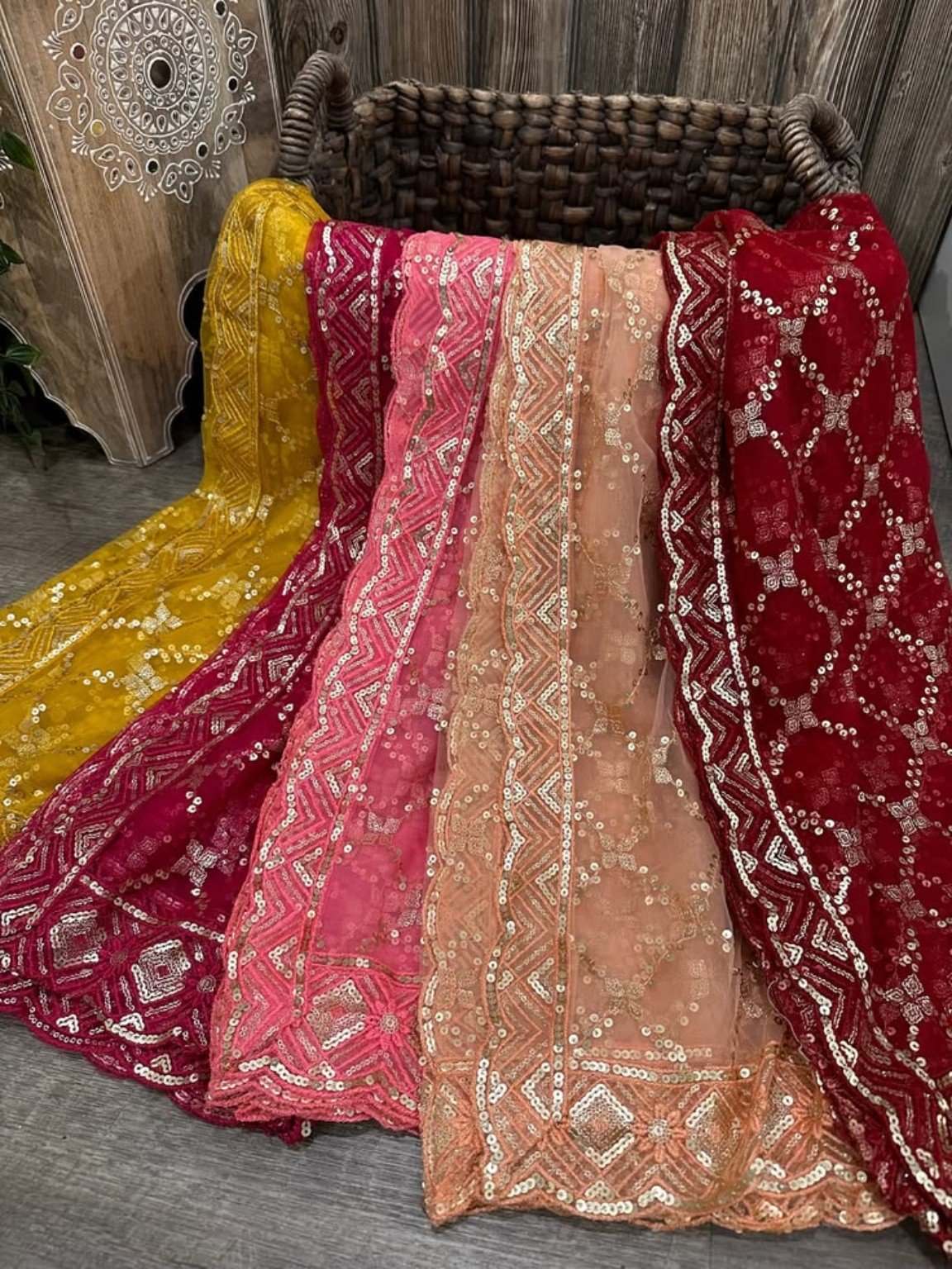 Embroidered ethnic dupattas in multiple colours